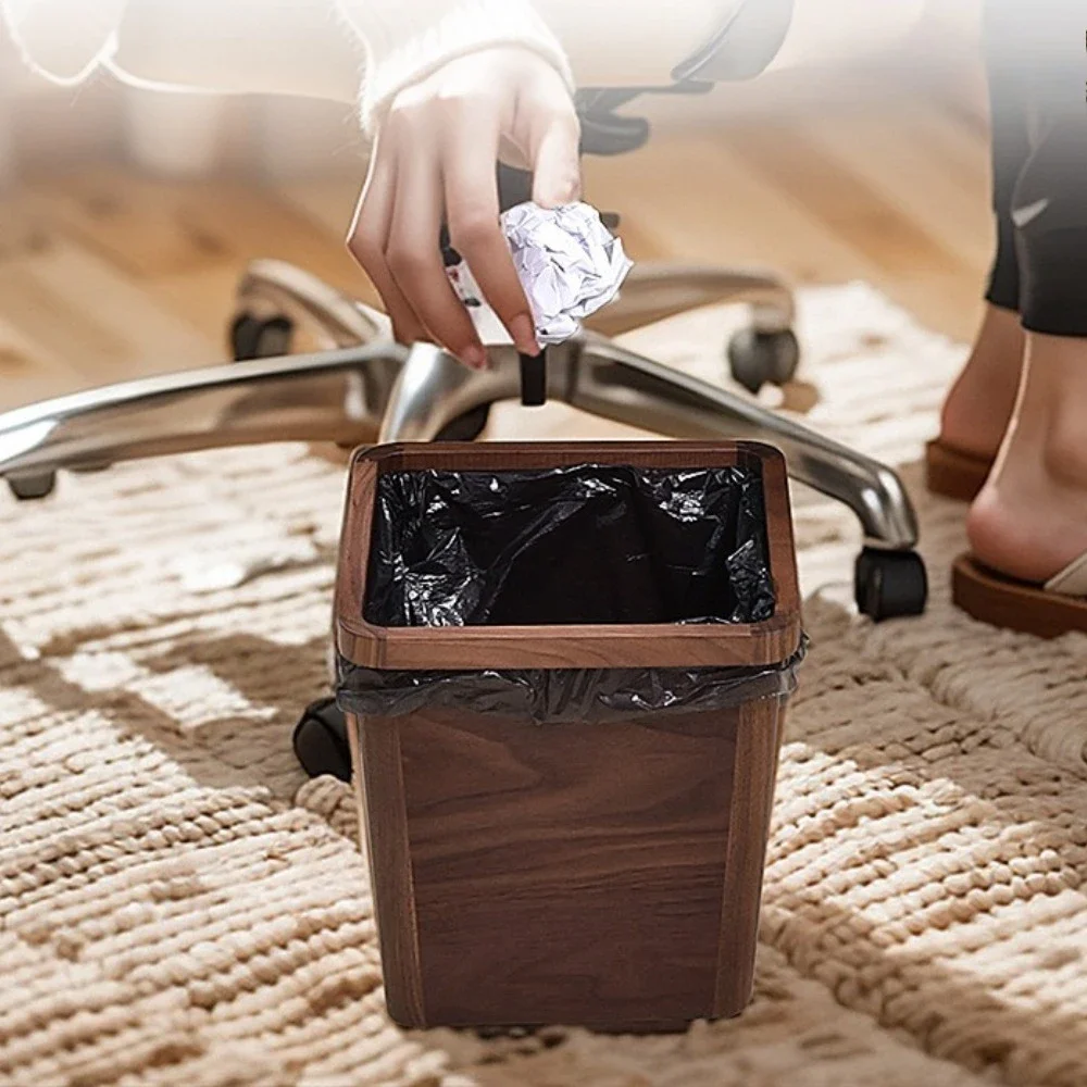 Compact Solid Wood Desk Trash Can Mini Wooden Waste Basket for Desktop Home Office Small Space Organizer 원목 미니 쓰레기통