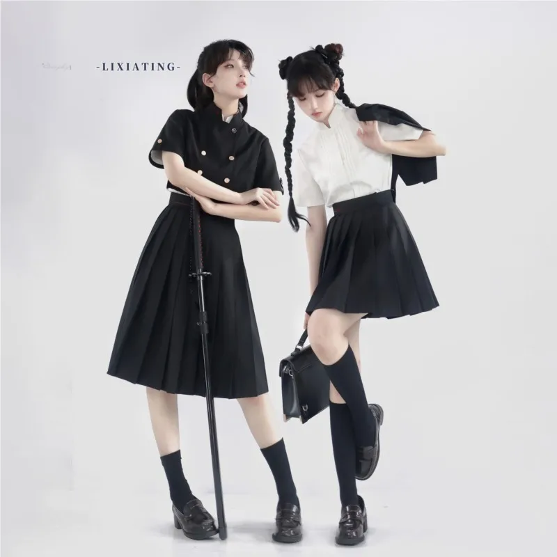 

Костюм на Хэллоуин для взрослых Y2K, японская школьная форма для девочек, Harajuku, однотонный костюм JK, пальто, рубашка, плиссированная маскировка для женщин