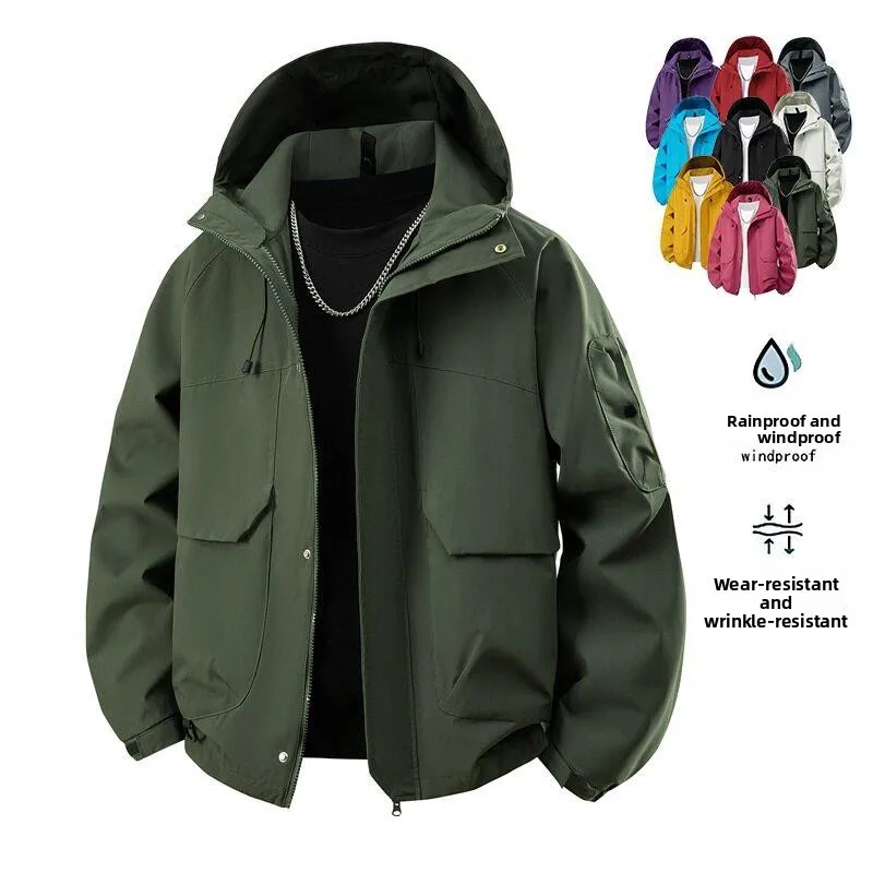 

Spring 2026 Trendy Casual Outdoor Men's Jacket Couple Workwear Windbreaker Fashion Urban Style Polyester Fiber Long Sleeve Zi...