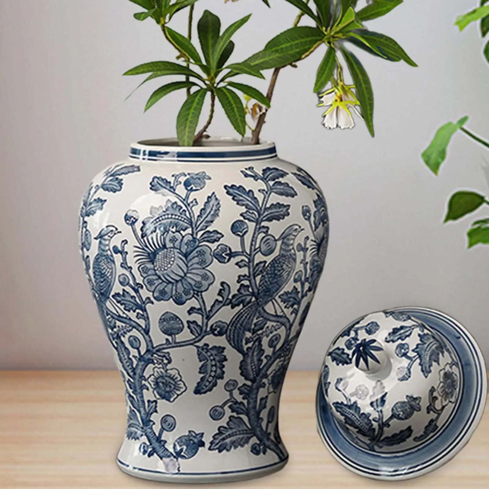 

Ceramic Flower Vase Porcelain Ginger Jar for Bedroom Office Wedding Gift