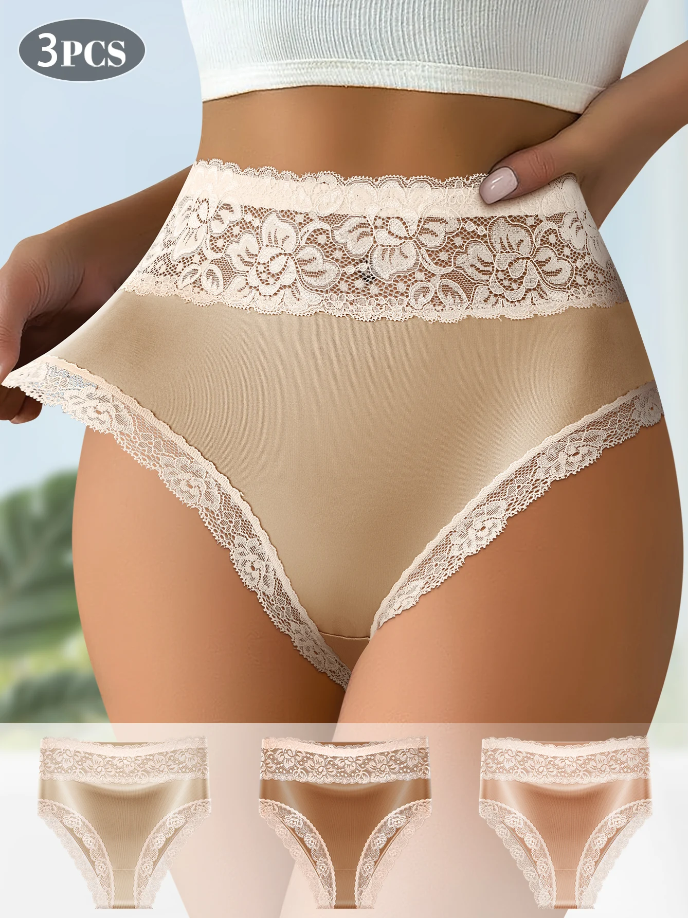 

Комплект из 3 кружевных трусиков для женщин — дышащие, эластичные, идеально подходят для свиданий, вечеринок и повседневного комфорта