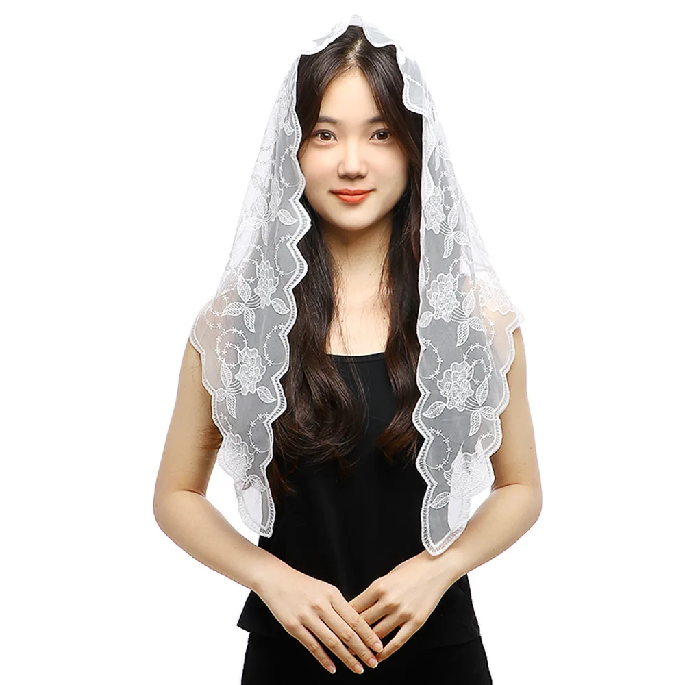 Korean Women's Triangle Wedding Veil, Black White Solid Scarf, Breathable Bridal Accessory SJJ021