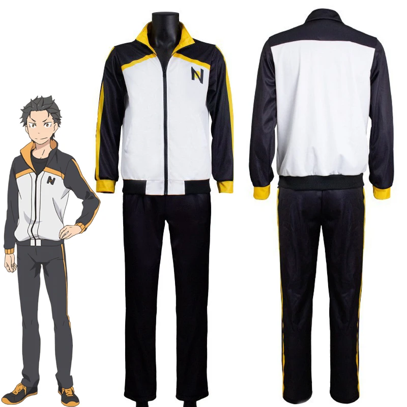 

Anime Re: Zero Kara Hajimeru Isekai Seikatsu Natsuki Subaru Cosplay Costume Coat Pants Suit Halloween Outfit Uniform Sportswear