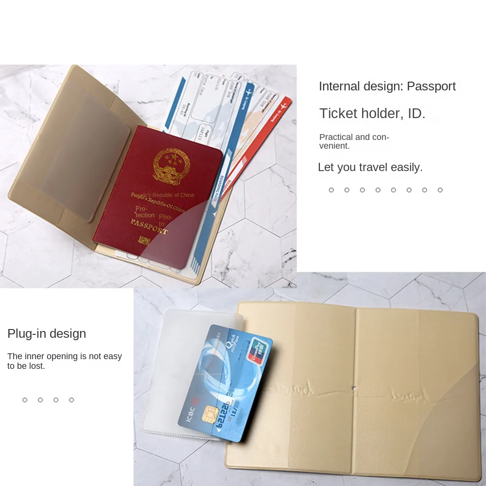 Soporte de pasaporte de cuero estampado para avión, estuche para tarjetas, bolsa de almacenamiento de certificado multifuncional, soporte para boletos, patrón lindo