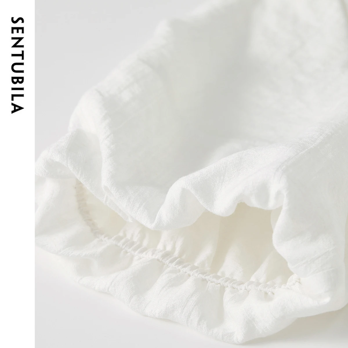 SENTUBILA Office Lady Blouse for Women 2025 New Elegant V Neck Puff Sleeve Cozy Simple Solid Tops Female Clothing 152V59023