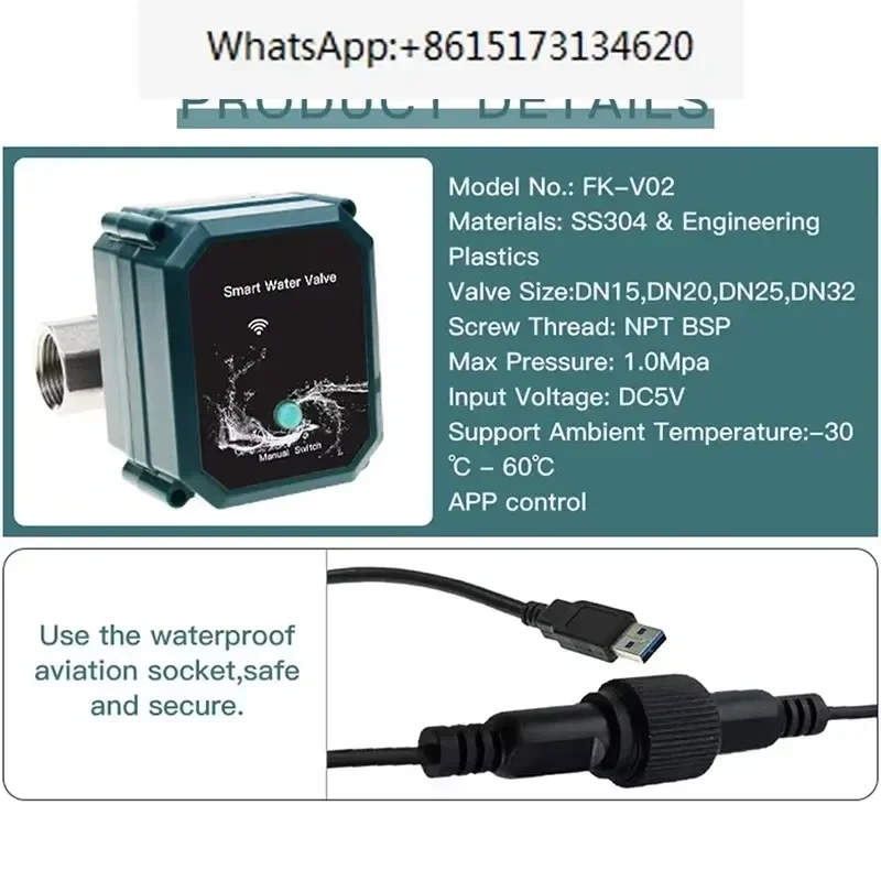 DN15 Tuya WiFi Smart Water Valve Adjustable Flow Compatible with Google Home Alexa Smart Life App Control