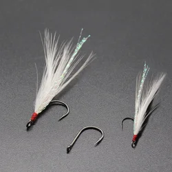 Stream Lure Fishing Hooks With Feather Big Eye Small Size Spoon Lures Single Hook Bend Fur Accessories Lot 10 Pieces SALE