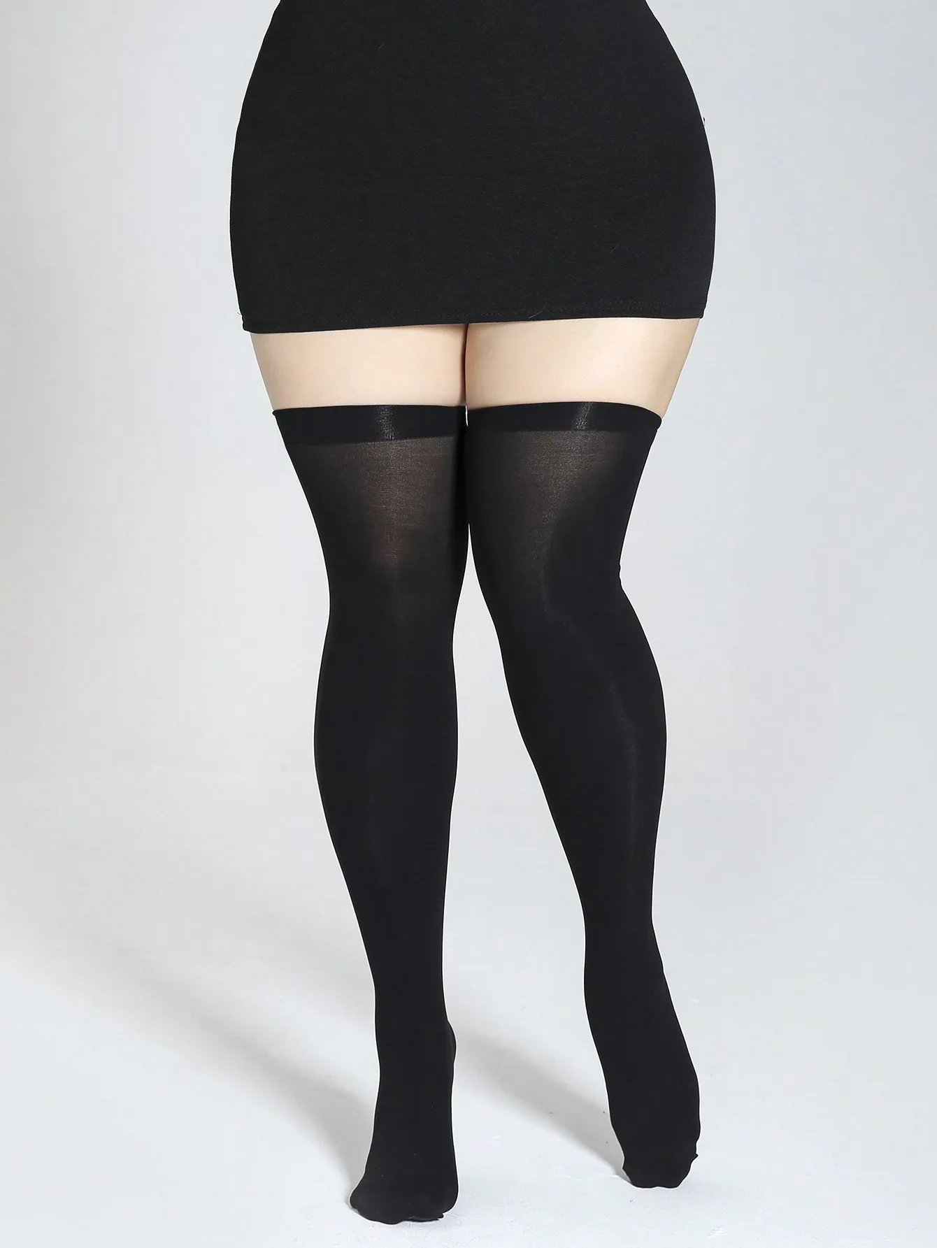 Plus Size damskie oddychające wysokiej jakości przezroczyste czarne solidne kolorowe skarpetki zakolanówki zakolanówki pończochy
