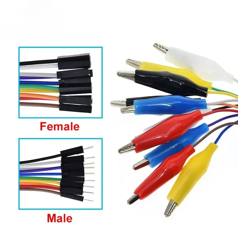 20cm 30cm 10pin Double-end Alligator Clips jump Wire Male Female Crocodile Clip Test Lead Jumper Wire Line Cable Connection