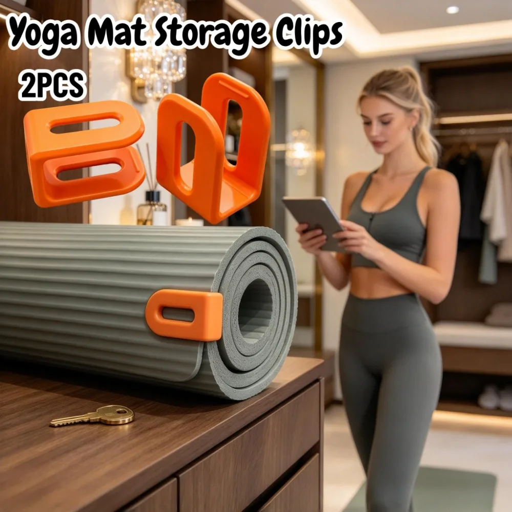 2pcs Yoga Mat Storage Clips, Easy Snap-On Secure Lock, No Binding Needed to Prevent Yoga Mat from Loosening And Unfolding