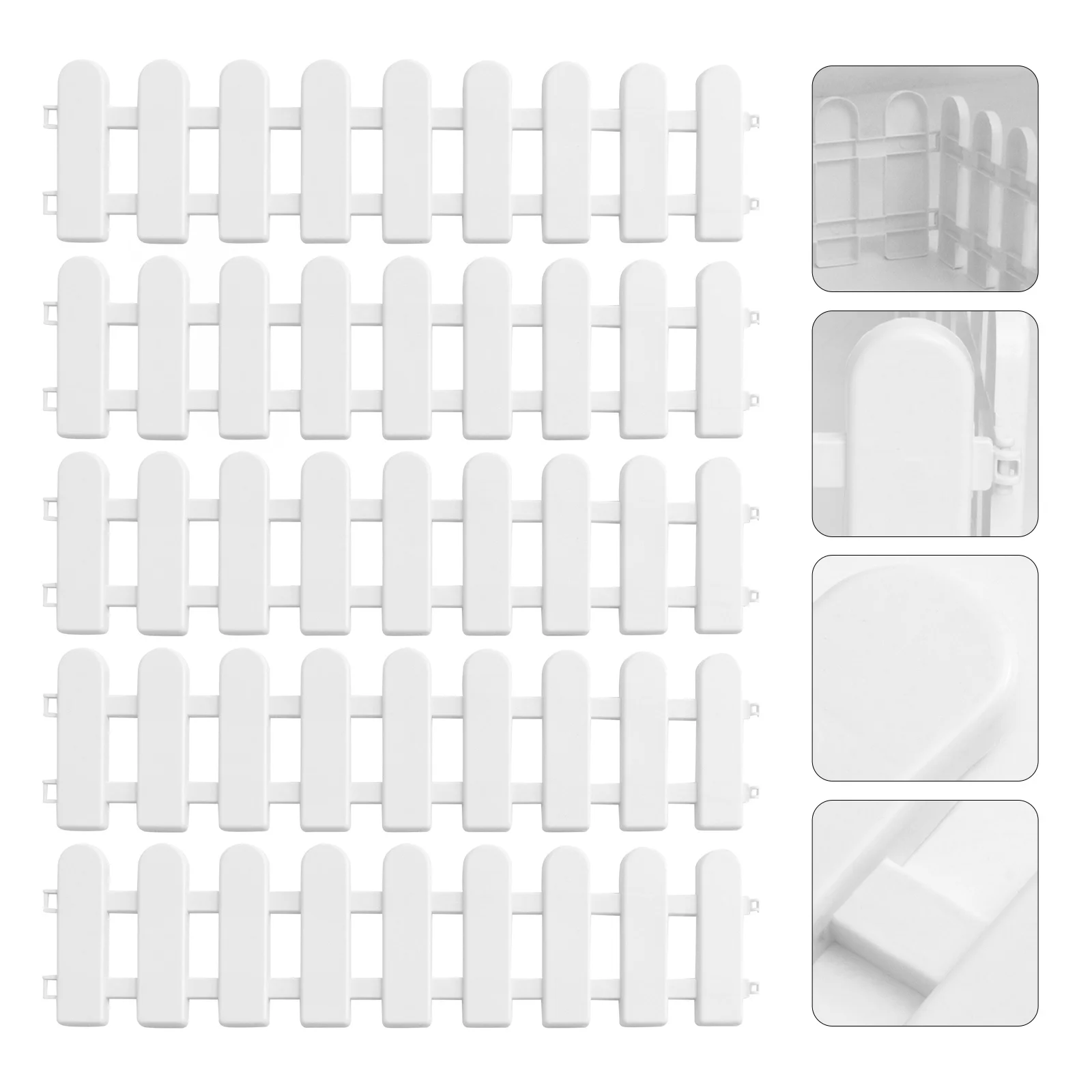

5pcs White Decorative Fence 50X13Cm Pvc Picket Garden Fence For Courtyard Fairy Gardens Holiday Display Outdoor Indoor Use