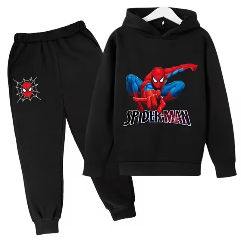 Kids hot selling autumn hoodie men's and women's hoodie two-piece set 3-12 year old kids casual Spider Man suit top+pants