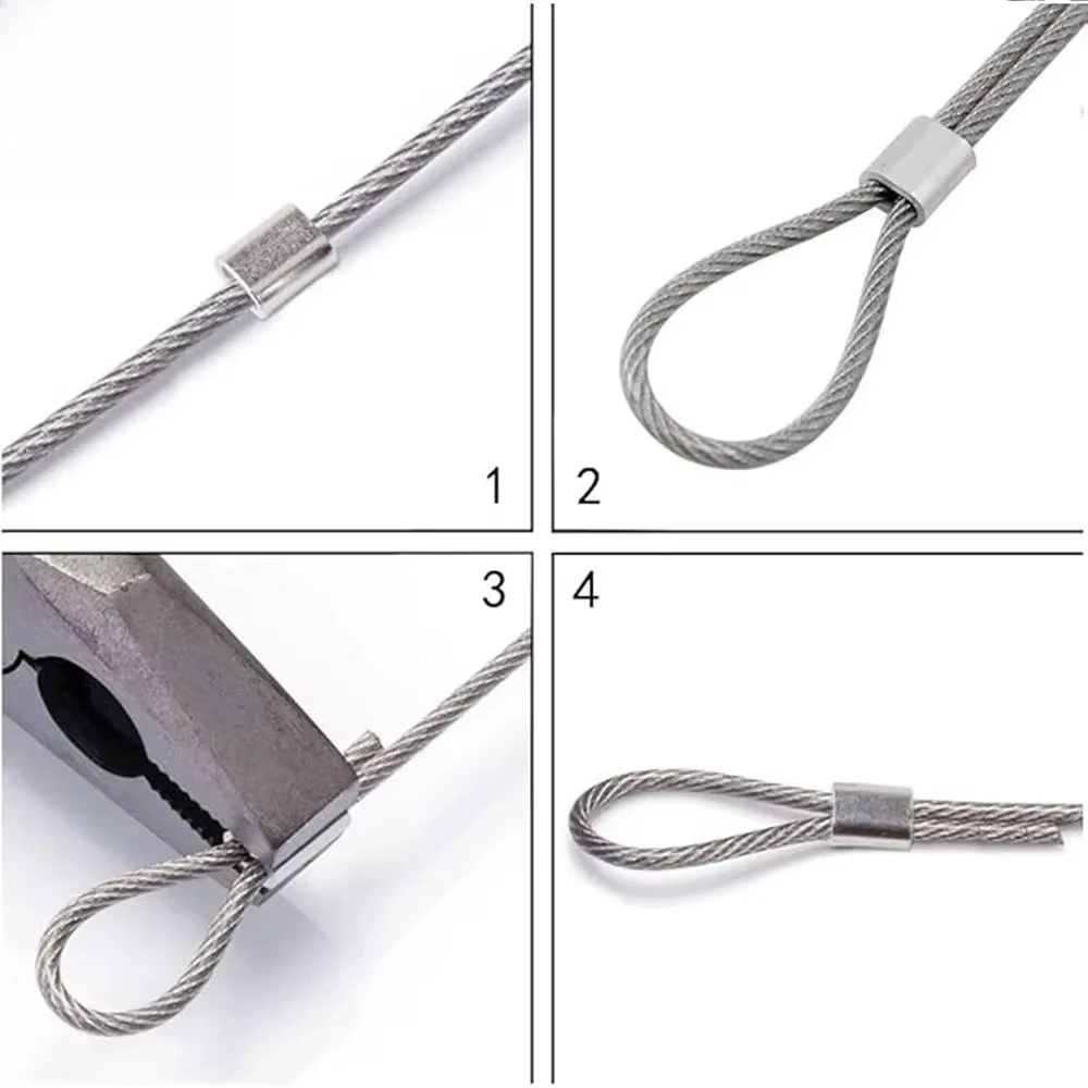 M0.5-M20 Aluminum Wire Rope Crimp Fixed Sleeve Fixing Clip Oval 8-type Wire Ferrules Cord Lock Cable Stopper Crimp Rope