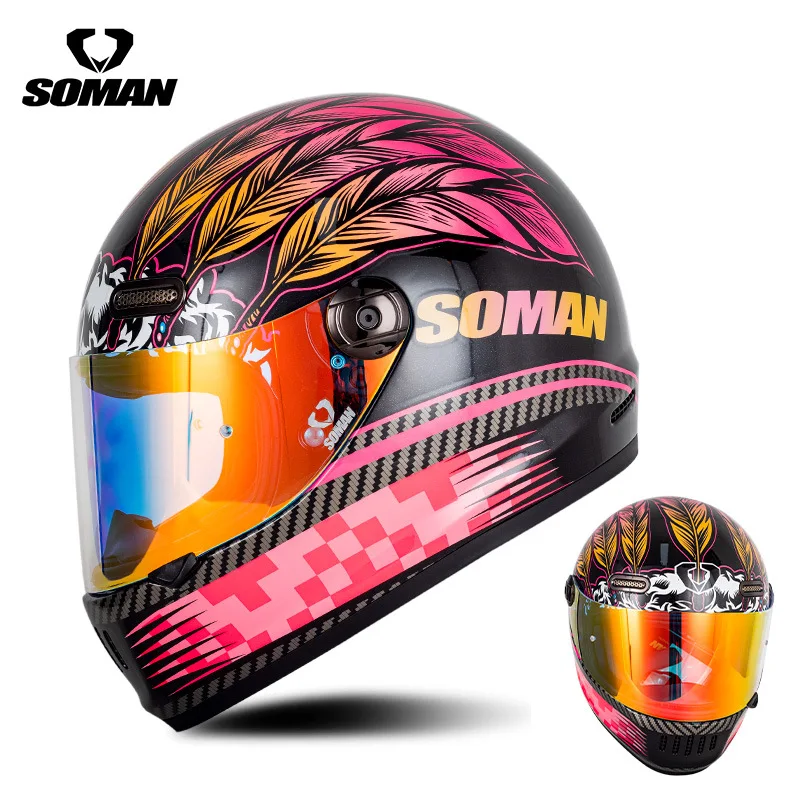 

Capacete SOSAN Retro Four Seasons Men and Women Full Face Motorcycle Helmet H9 Motocross Racing Helmets Casco Moto Casque