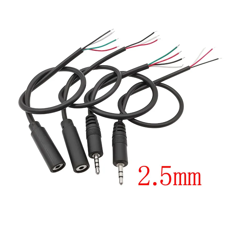 3Pcs 2.5mm/3.5mm Male Female 2/3/4Pole Mono/Stereo Aux Plug Jack Connector To Bare Wire End For DIY Audio Headphone Cable Repair