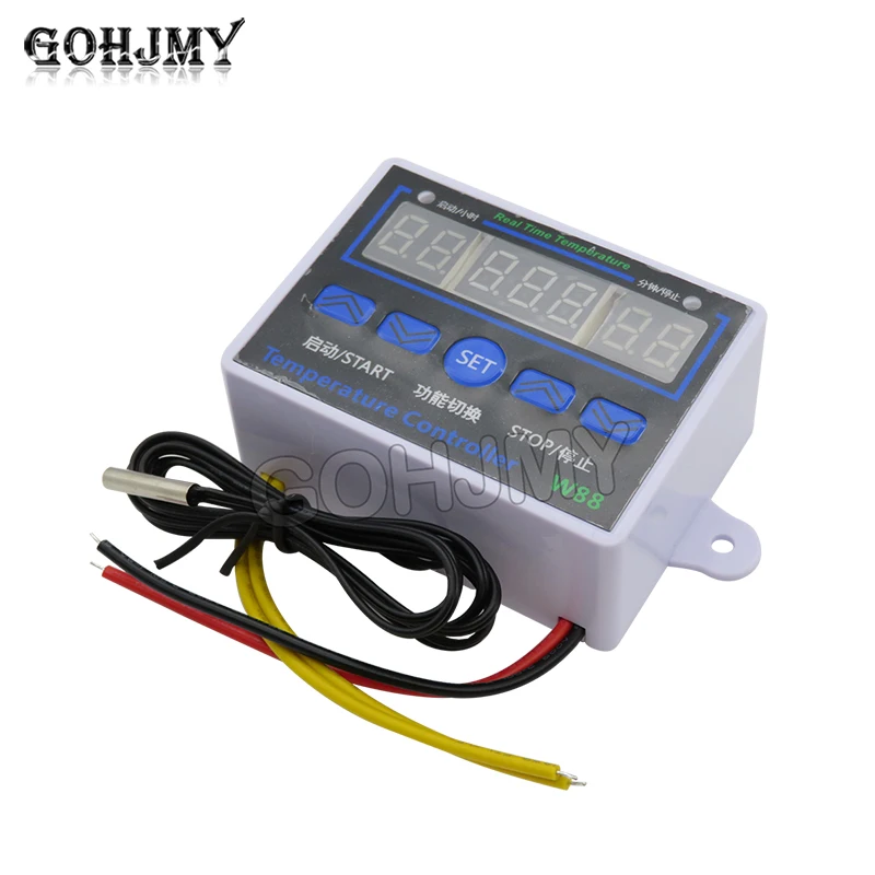 W1411 220V/12V 10A LED Digital Temperature Controller Thermostat Control Switch Sensor For Greenhouses Aquatic Animal Husbandry