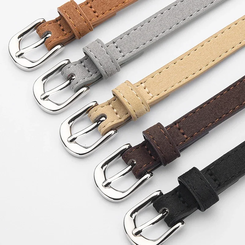 تصميم بسيط للنساء حزام رفيع موضة عادية تنوعا الجينز اكسسوارات حزام من جلد الغزال بولي Leather الجلود دبوس مشبك حزام الخصر