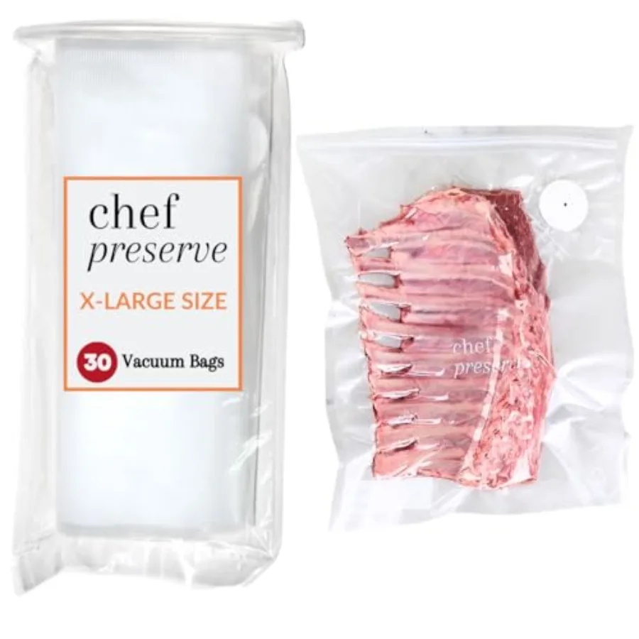 Reusable Vacuum Sealer Bags for Food Storage 30 BPA-Free XL Large 12 x 20 in Freezer Microwave Safe Odor-Resistant Leak-Proof C