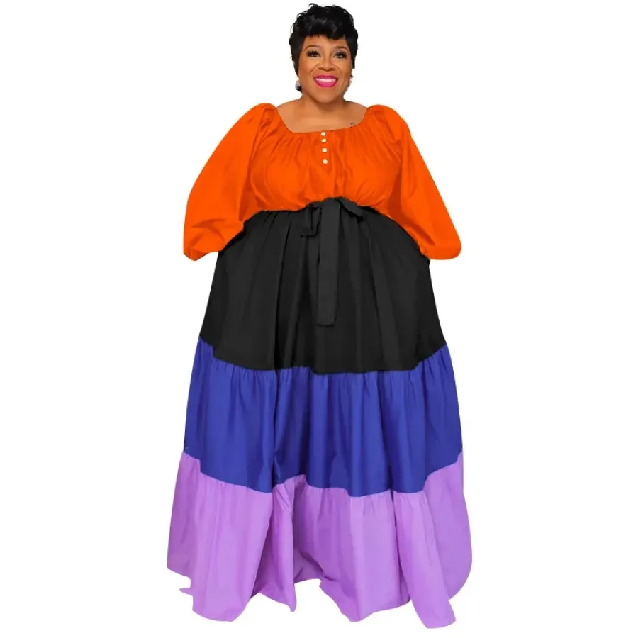 XL-5XL Plus Size African Dresses for Women Elegant African Long Sleeve Polyester Long Maxi Dress Gowns Dashiki Africa Clothing