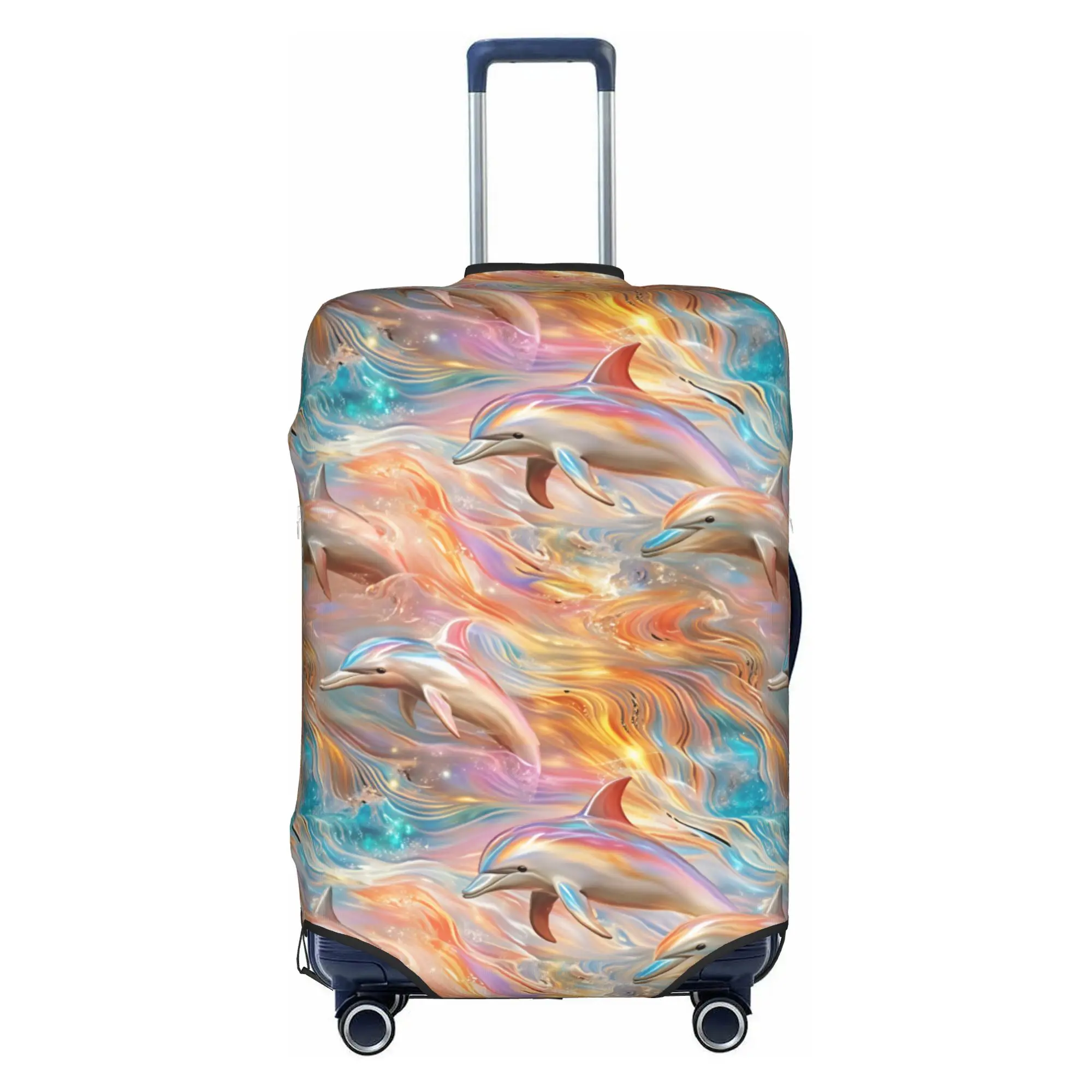 Sun Painted Dolphins Travel Luggage Cover Washable Funny Colourful Creative  Suitcase Cover Protector Fit 18-32 Inch