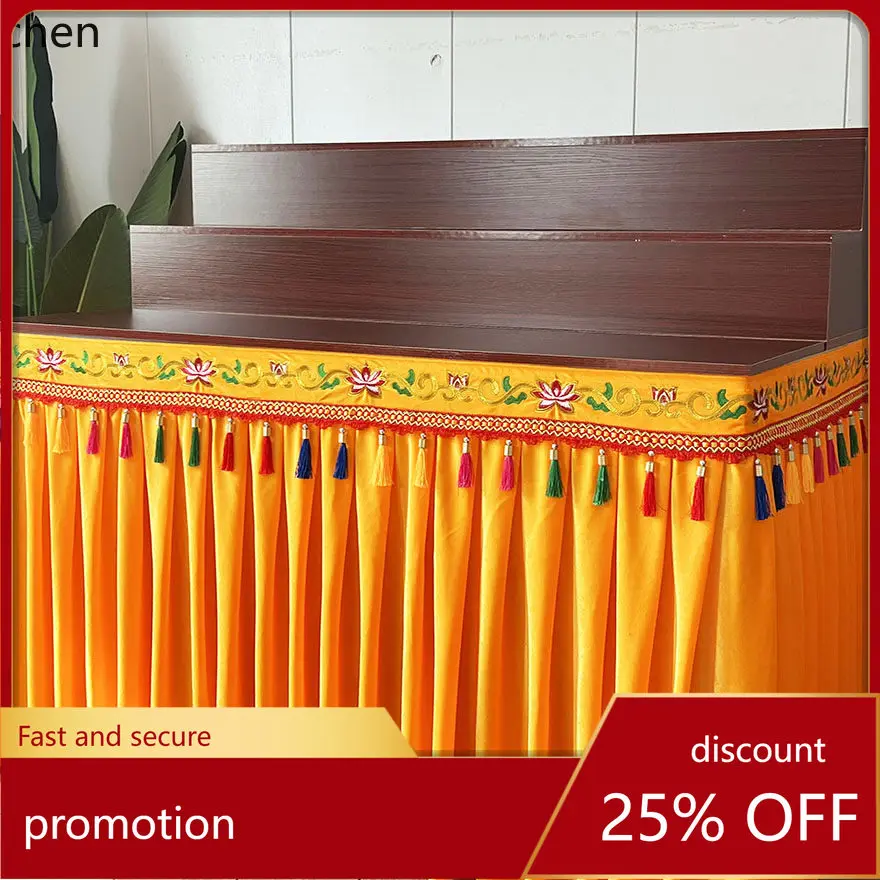 Cz stepped buddha altar tablecloth  cabinet thickened gold velvet lotus embroider high-end buddhist hall tablecloth