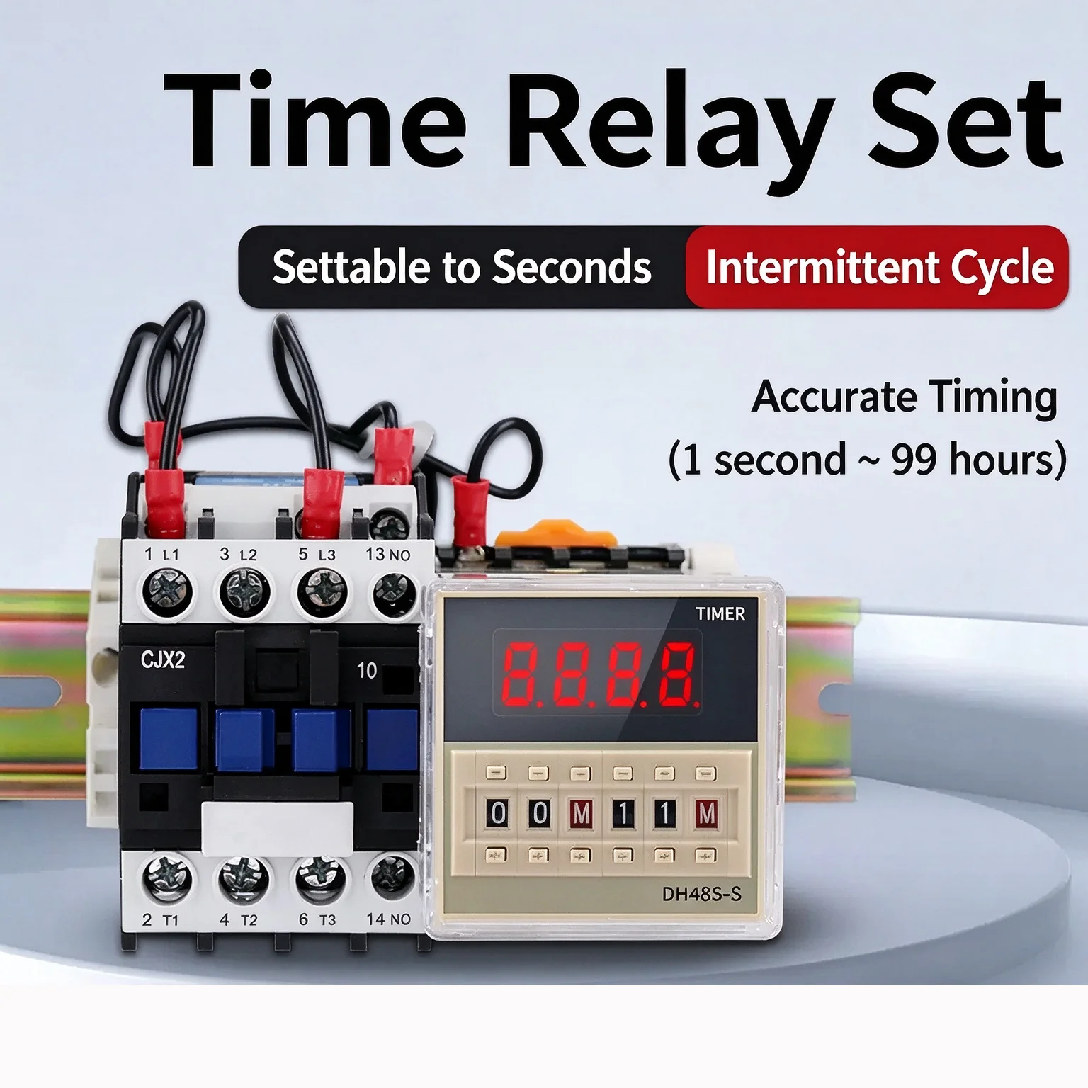 Digital LED Programmable Timer Relay Switch DH48S-S Socket Base 0.1S-99H AC/DC 12V 24V 36V 110V 220V 380V Repeat Cycle for Light