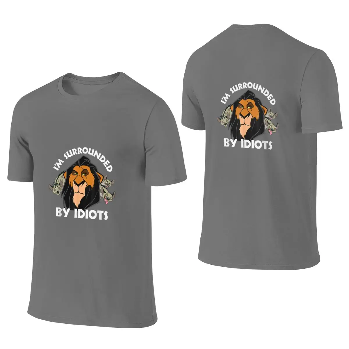 Lion Surounded By Idirots Moisture-Absorbing And Breathable Reversible T-shirt Street Vibe Suitable For All Seasons T-shirt