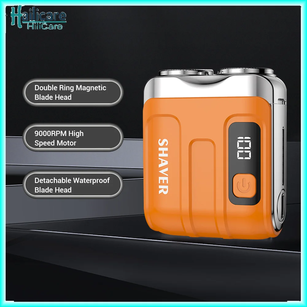 

Men Electric Razor Rechargeable Beard Shaver Floating Hair Trimmer Face Care Mini Dual Blade Shaver Waterproof Powerful Portable