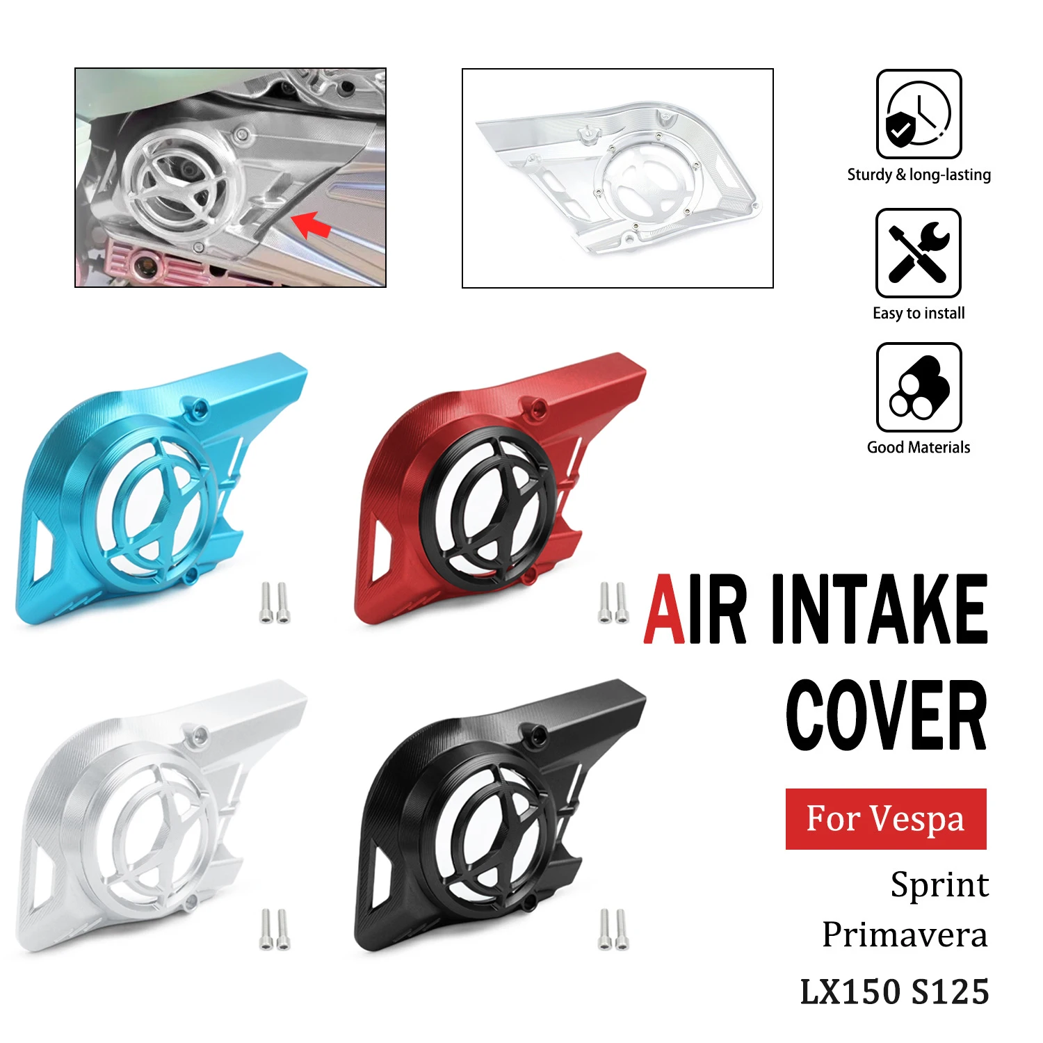 Air Intake Protector Cover Fan Guard Replacement For Vespa Sprint Primavera LX150 S125 Engine Air Inlet Cover Motorcycle Part