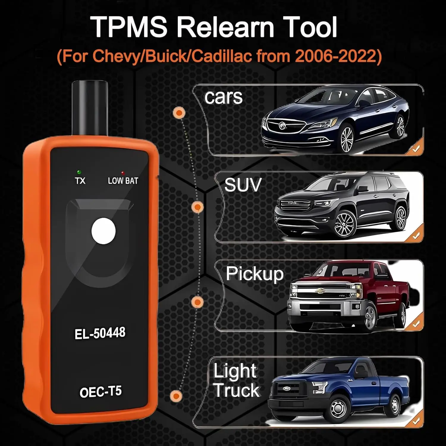 Automotive Tire Pressure Detection Sensor EL-50448 OEC-T5 Opel/GM Tire Pressure Monitoring System TPMS Reset Activation Tool view 2