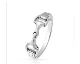 100% 925 Sterling Silver women men horse bit snaffle bit ring