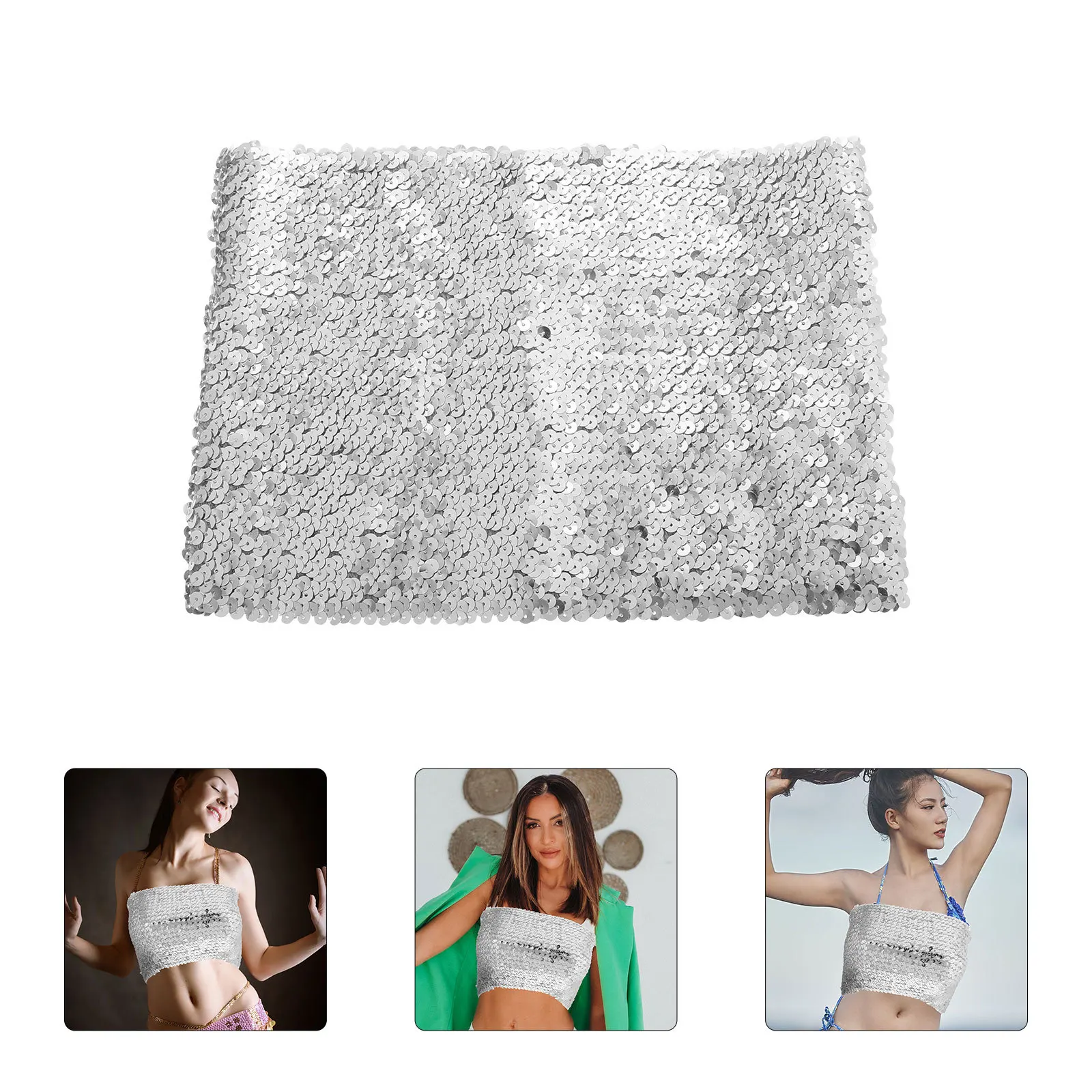 

Sequin Strapless Sparkly Tube Top High Stretch Belly Dancer Costume Party Dance Clubwear Festival Outfit for Women