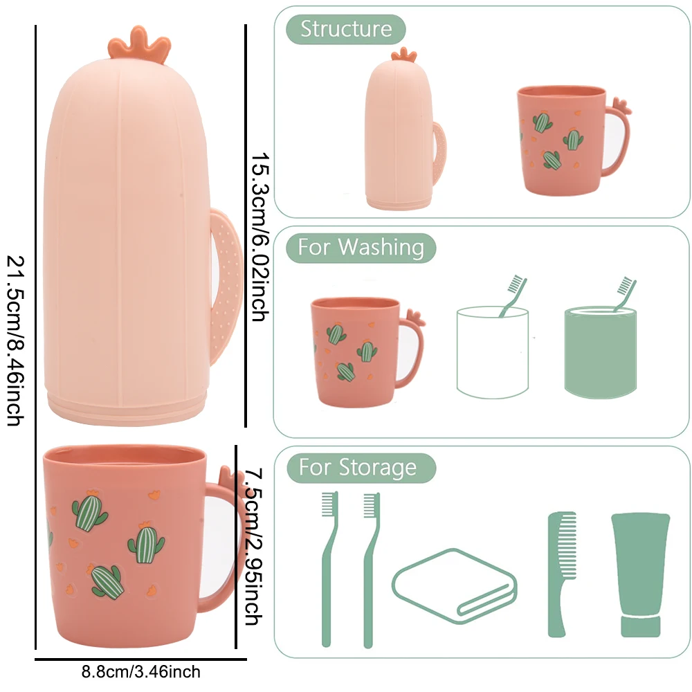 Tazza da viaggio portatile per spazzolino da denti tazza per gargarismi a forma di Cactus tazza per gargarismi da bagno e tazza per spazzolatura per gli elementi essenziali del bagno