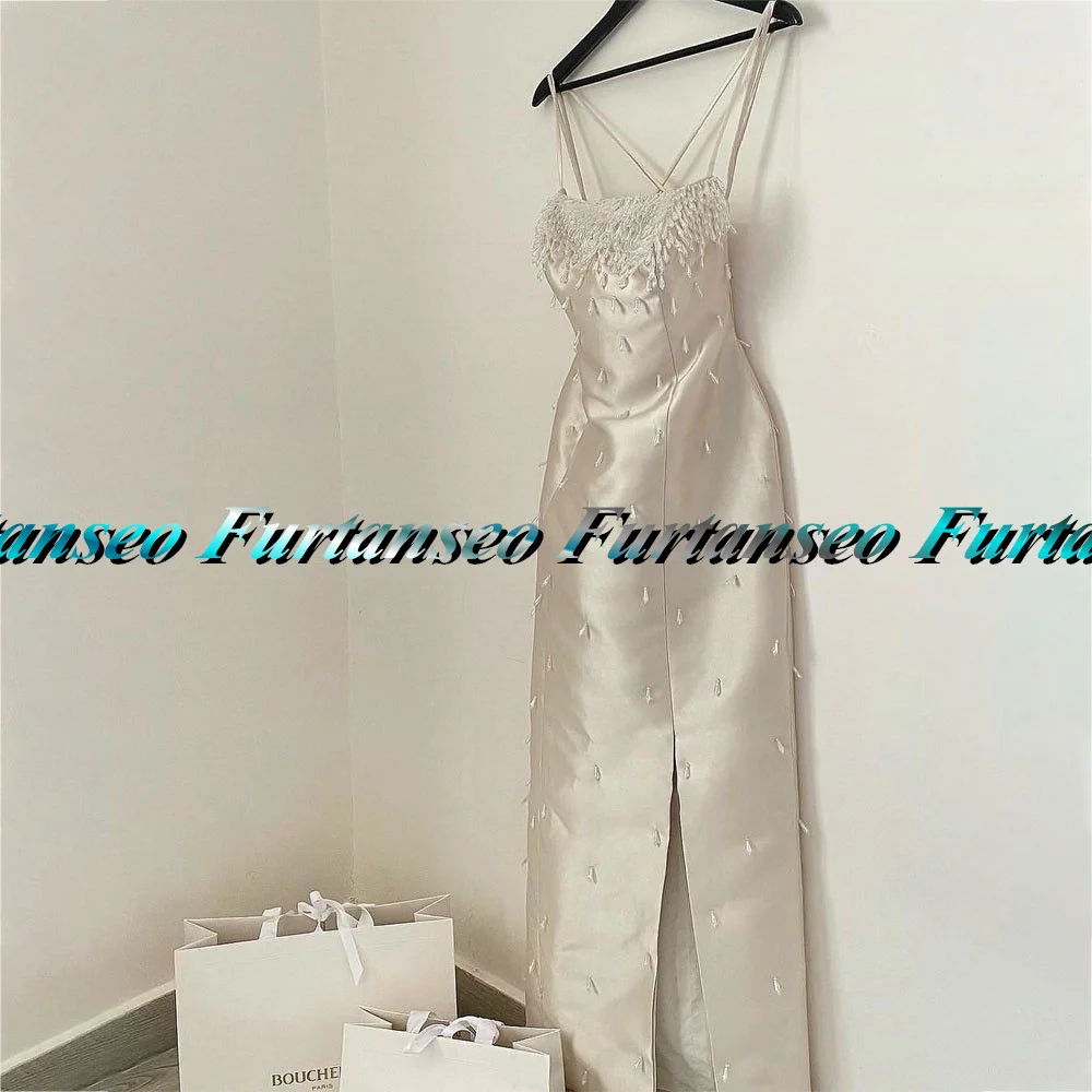 Crystal Diamonds Evening Dress Customized High Split Spaghetti Strap Sleeveless Criss-Cross Dubai Arabic Formal Party Gowns