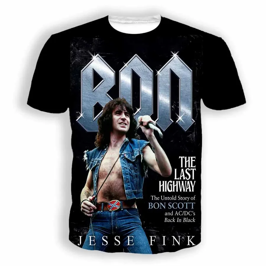 Classic Rock Lead Singer Bon Scott Casual Men/Women's Hip Hop 3D Print Short-sleeve Kids T-Shirt Harajuku Styles Unisex Clothes