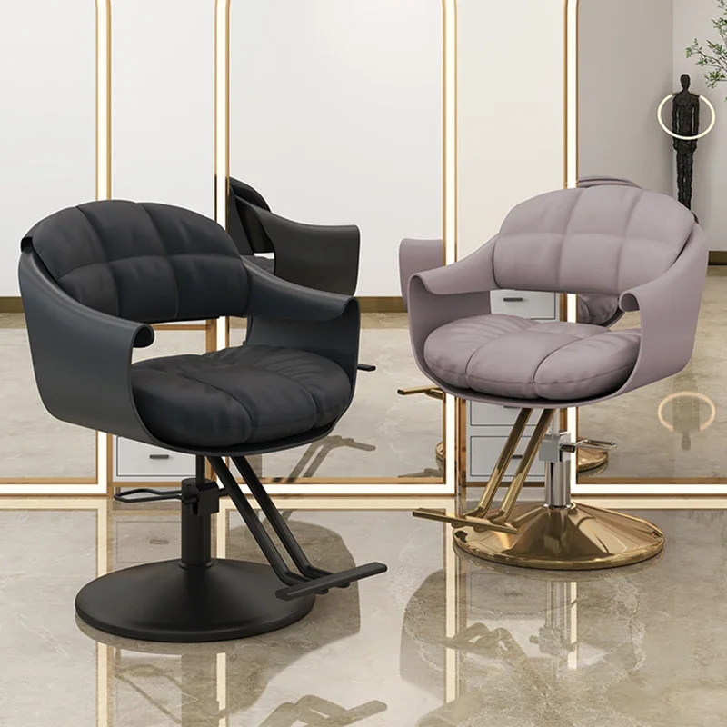 Glamour Black Barber Chair Nordic Trendy Luxury Elegant Hairdresser Chair Ergonomic Aesthetic Cadeira Giratoria Salon Furniture