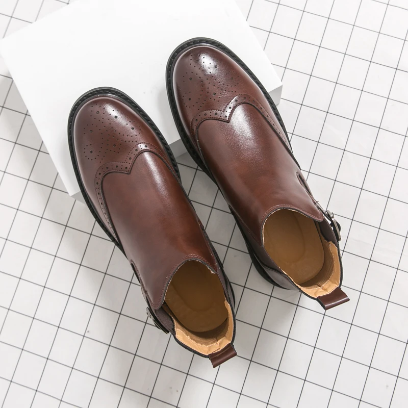 

Spring Autumn Men Hollow Leisure Chelsea Boots Breathable Comfortable Business Formal Luxury Fashion Boots