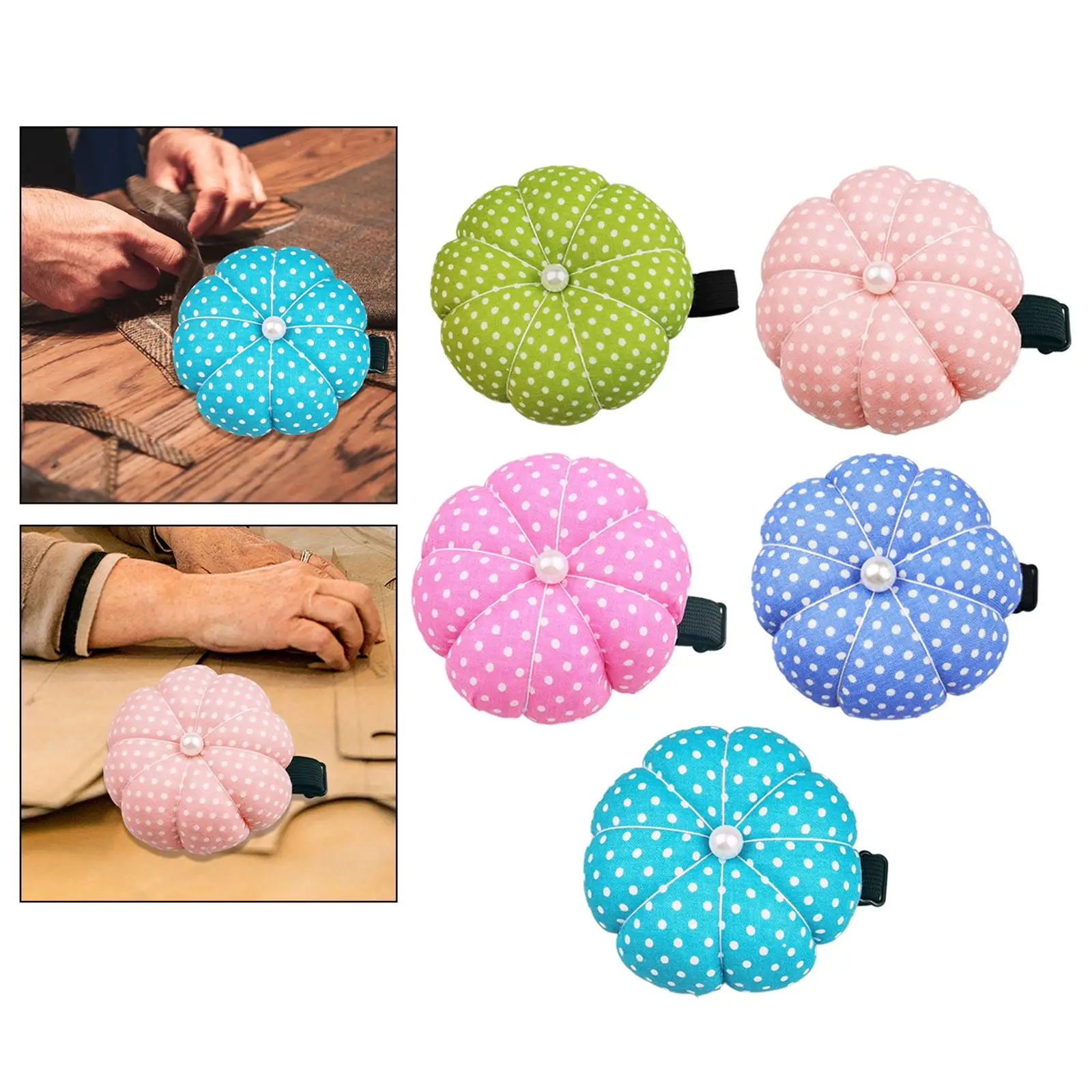

Wrist Pin Cushion, Pins Holder, Pumpkin Pin Cushion, Durable Polka Dots
