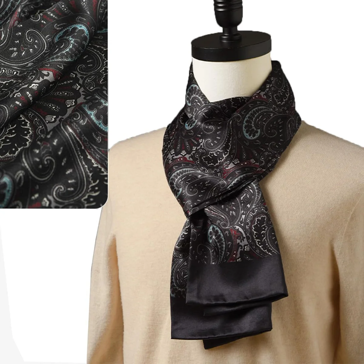 

FEIMANYUAN New Men's Stripe Soft Long Silk Scarf Premium Shirt Neck Scarf for Fashionable Accessory