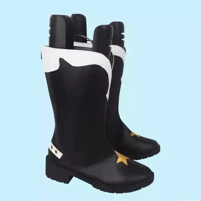 Sepatu Boots Cosplay Ensemble Stars Mikejima Madara Sepatu Wanita Pria Permainan Peran Tabung Panjang Hitam