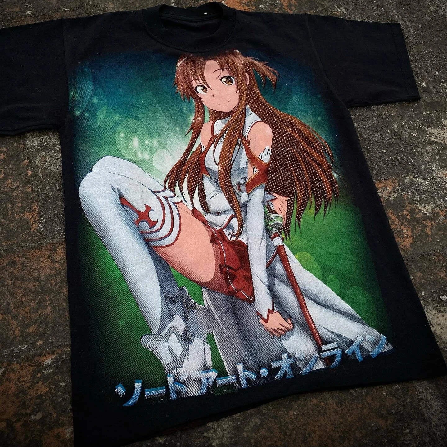 Vintage Sword Art Online Asuna Yuuki Knight Manga Anime Graphic Tee Cotton Mens Womens T-Shirt Summer Streetwear