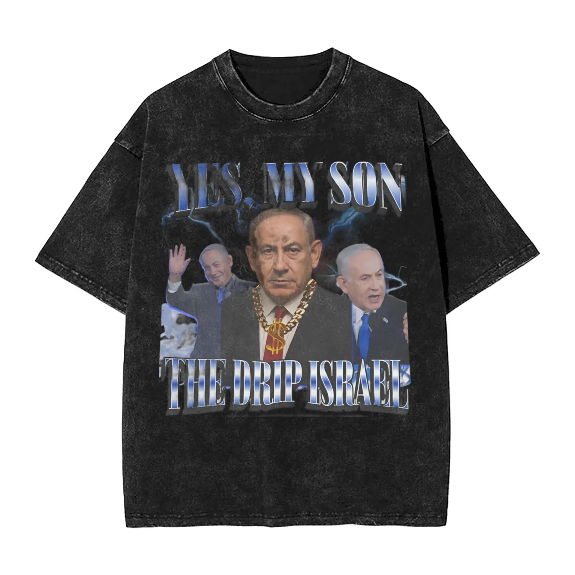 BYE-BYE BIBI Benjamin Netanyahu Leaves Office  T Shirt Hip Hop Washed 100% Cotton Oversize T-Shirt  Cool Men Women Streetwear