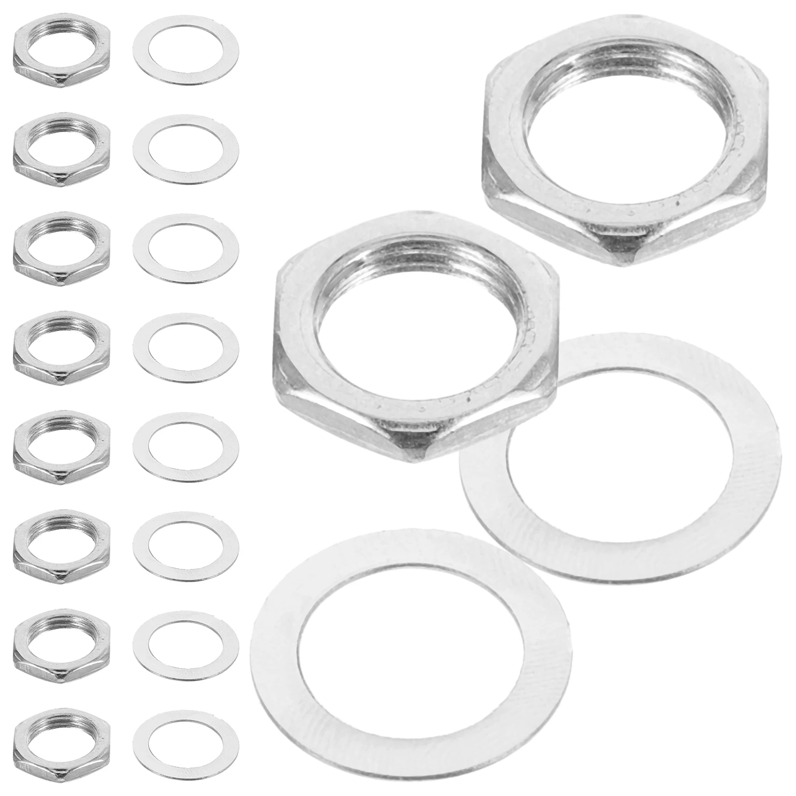 

10 set 10 Sets 6 35mm Guitar Nut Washers Silver Nuts Output Jack Shim Replacement Parts Electric Bass Repair Kit Hardware