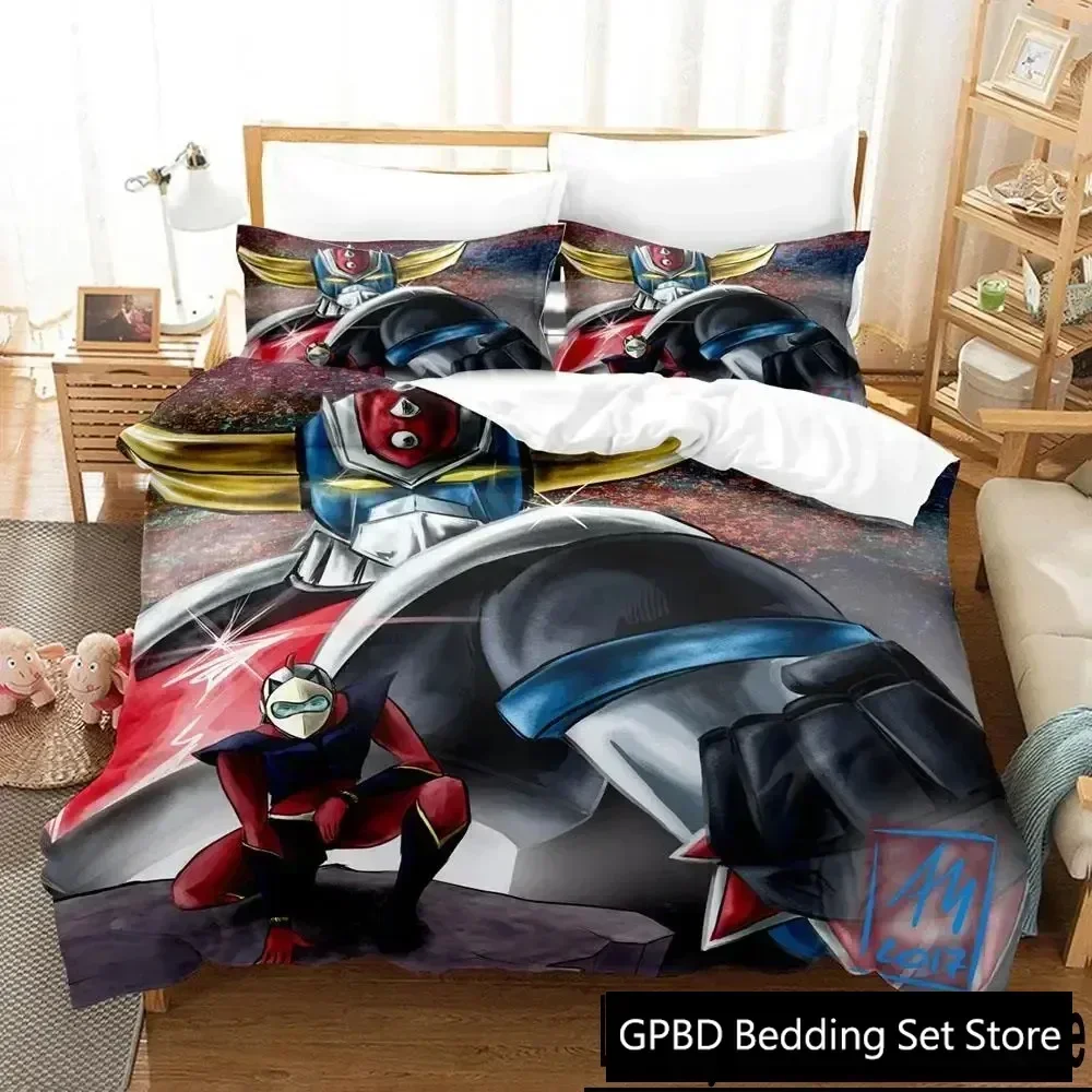 3D Print Mechanical Goldorak Comfortable Duvet Quilt Cover Pillowcase Bedding Set Children Bedroom Decoration Home Textile