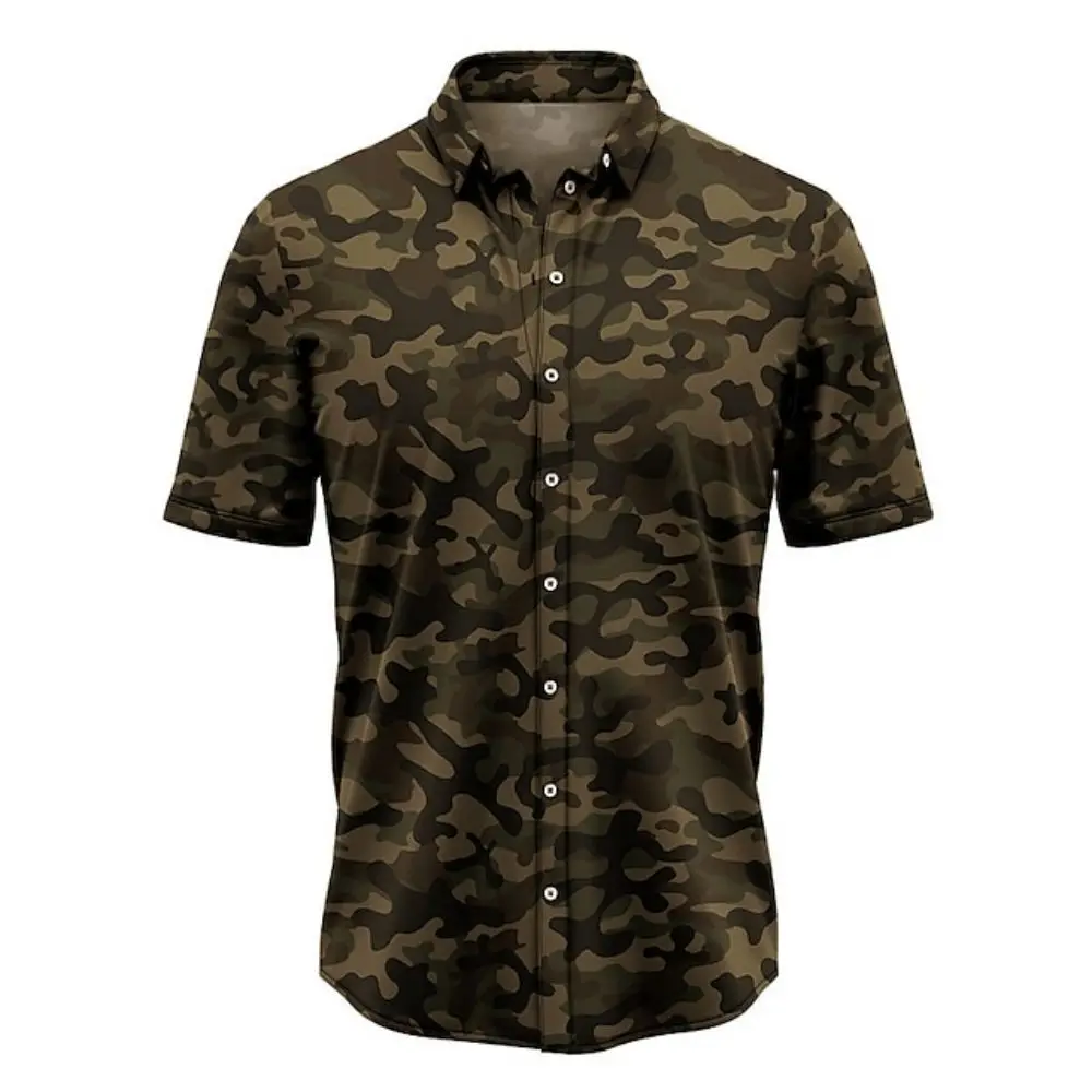 Vintage Camouflage Shirts For Mens Short Sleeve Tops 3d Shirts Outdoor Sports Oversized Summer Apparel 5XL Male Hunting Clothing