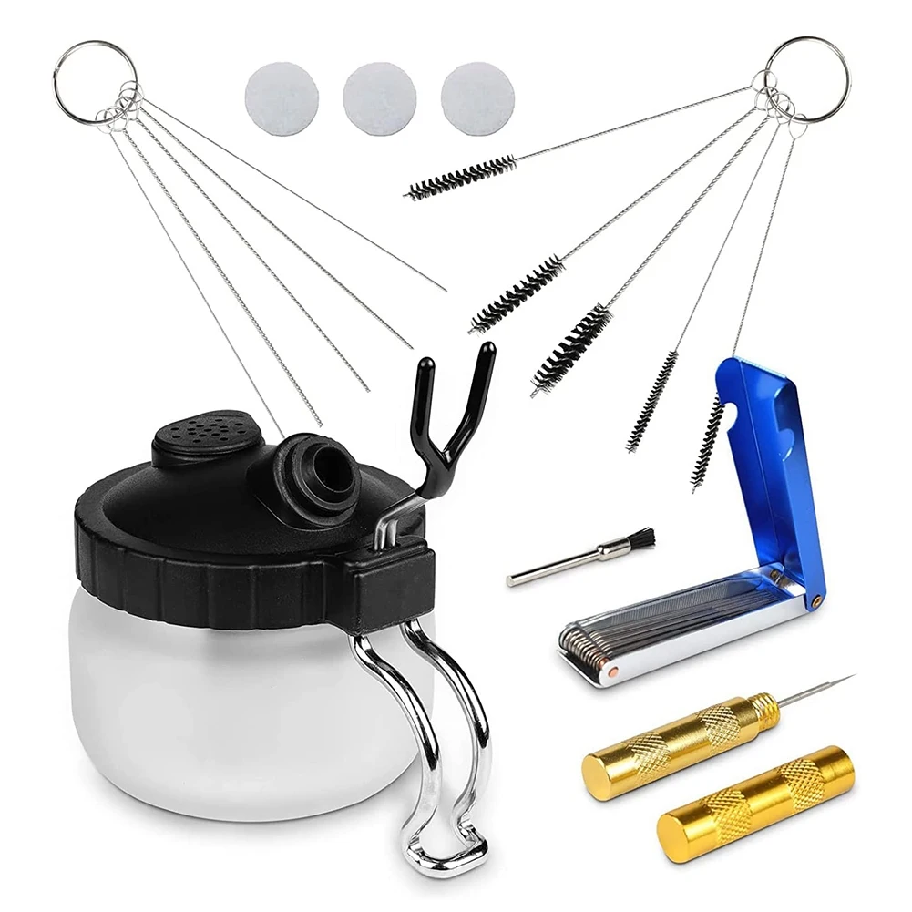 

Airbrush 13 Piece Airbrush Cleaning Kit - Airbrush Clean Pot Glass Cleaning Jar with Holder, Mini Brush Head