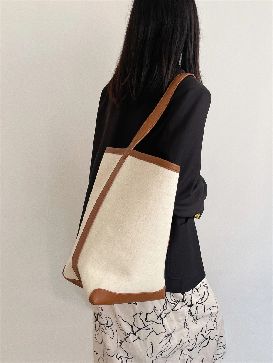 

Новинка 2025, холщовая сумка-тоут, женская пригородная сумка, большая сумка Capaci Lazy Sle op, модная летняя сумка, модная летняя сумка