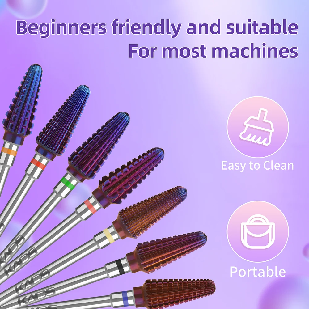 KADS Purple Tornado Carbide Nail Drill Bit 3/32\'\' Tungsten Milling Cutter Manicure Pedicure Rotary Tool for Acrylic or Hard Gels