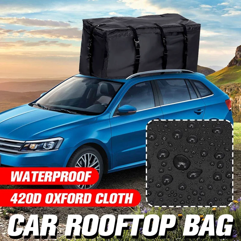 Car Roof Top Cargo Carrier Bag 120X51X51CM Waterproof Universal For Car SUV Camping Bag, Oxford Cloth