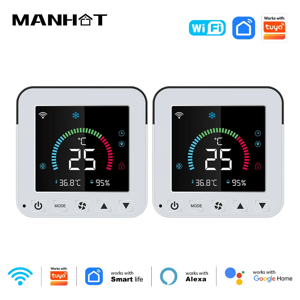 MANHOT Smart Thermostat WiFi AC Air Conditioner IR Temperature Humidity Infrared USB Power LCD Control Touch Screen Google Home